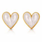 Close-up of 18K gold plated stainless steel heart stud earring