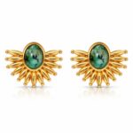 18K gold plated stainless steel stud earrings front view