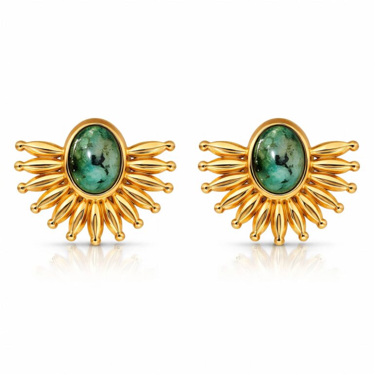 18K gold plated stainless steel stud earrings front view