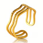 Adjustable 18K gold plated stainless steel ring close-up