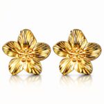 18K gold plated stainless steel flower stud earrings