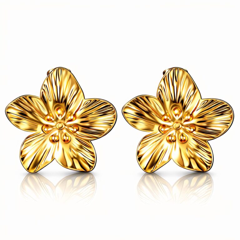 18K gold plated stainless steel flower stud earrings