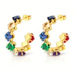 18K gold plated stainless steel stud earrings with cubic zirconia