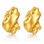 18K gold plated stainless steel stud earrings front view