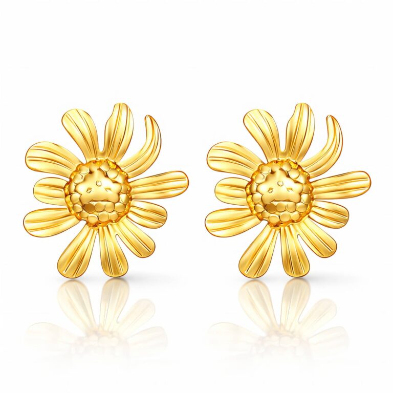 18K gold plated stainless steel flower stud earrings