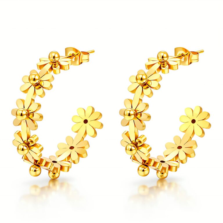Flower Meadow 18K gold plated stainless steel stud earrings