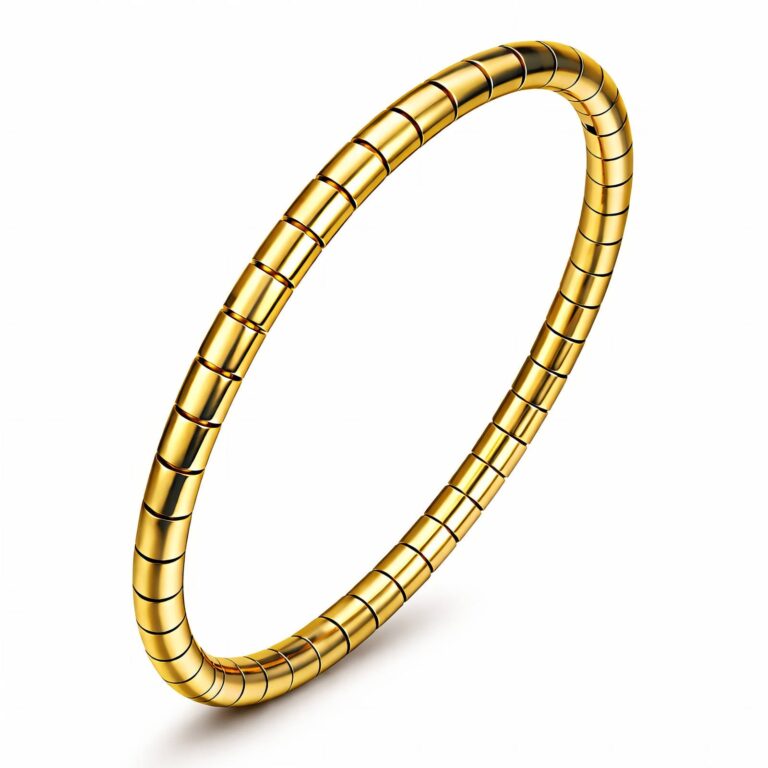 18K gold plated stainless steel bracelet with 6.8 cm diameter and 0.4 cm width