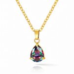 18K gold plated stainless steel necklace with cubic zirconia pendant