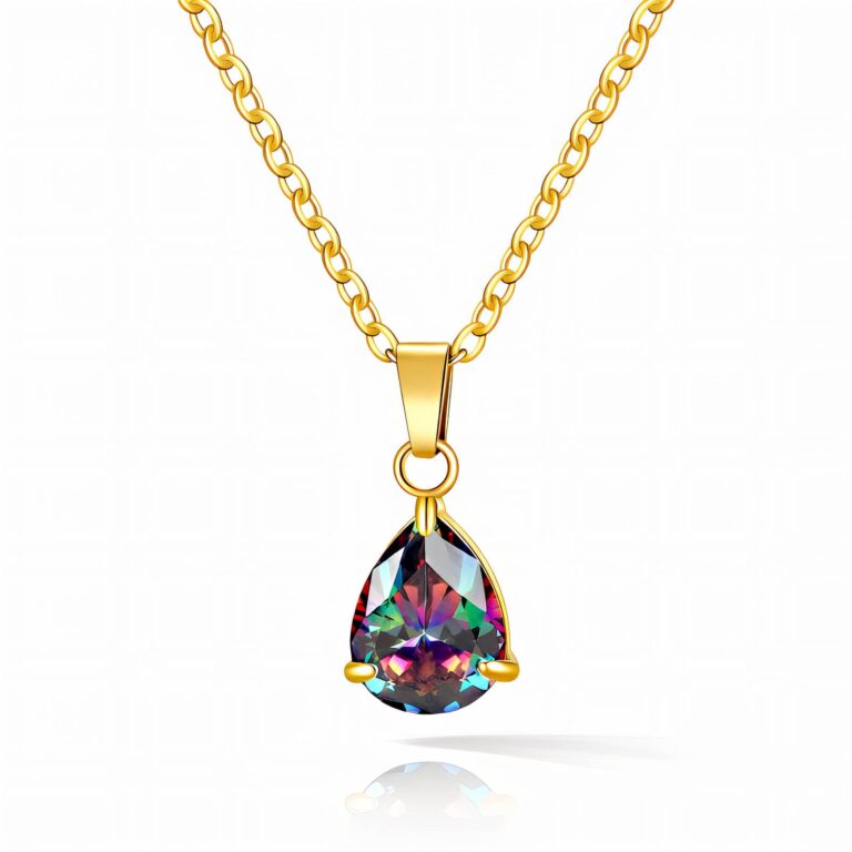 18K gold plated stainless steel necklace with cubic zirconia pendant