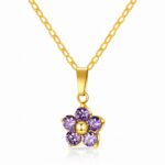 18K gold plated flower necklace with cubic zirconia pendant on stainless steel chain
