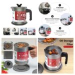 1.4L carbon steel fryer oil filter pot with stainless steel strainer