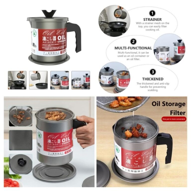1.4L carbon steel fryer oil filter pot with stainless steel strainer