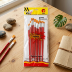 Writing Brush Set 12 Pcs Plastic Handle Flat Tip Brushes For Acrylic Oil And Watercolor Painting