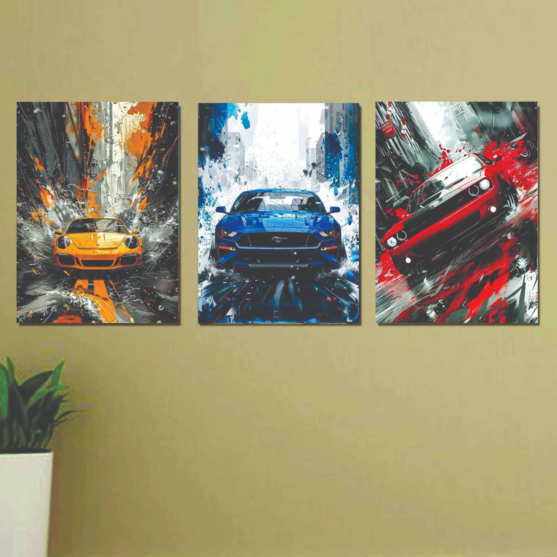 8a87c55831240847c9cfa935b727ba06.jpeg Set Of 3 Racing Cars Digital printed painting Photo Tile frame - Image 1