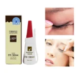Clear eyelash glue bottle with white applicator tip