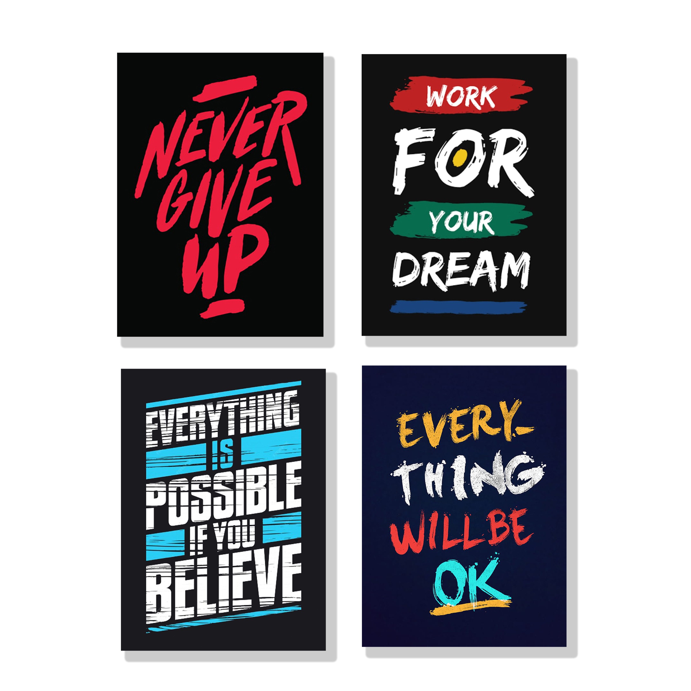 8bbcee9c32fa62dd58b3ec8537d78a44.jpg set of 4 Motivational sticky canvas frames for wall decore / sticky phototiles for office and home workplace - Image 1
