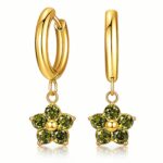 18K gold plated stainless steel flower earrings with cubic zirconia
