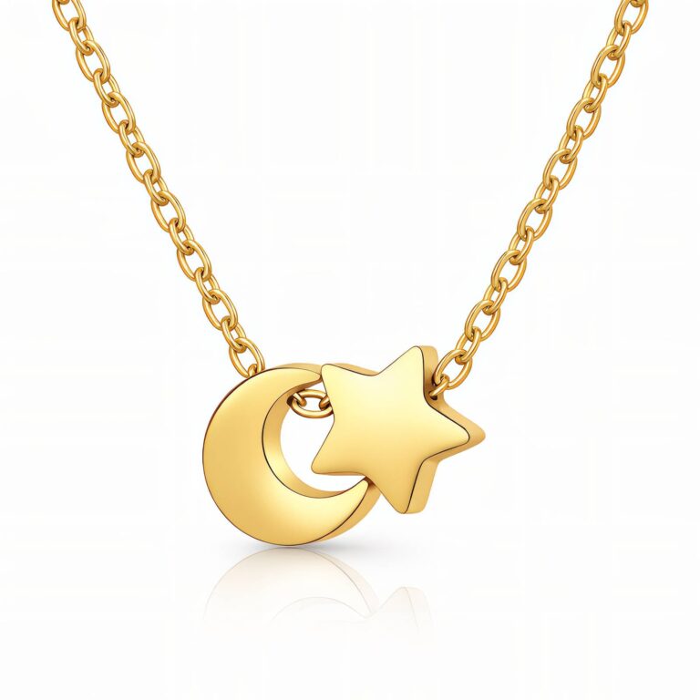 18K gold plated stainless steel necklace with lobster claw clasp and delicate pendant