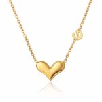 18K gold plated stainless steel heart necklace front view