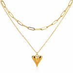 18K gold plated stainless steel heart necklace with lobster claw clasp
