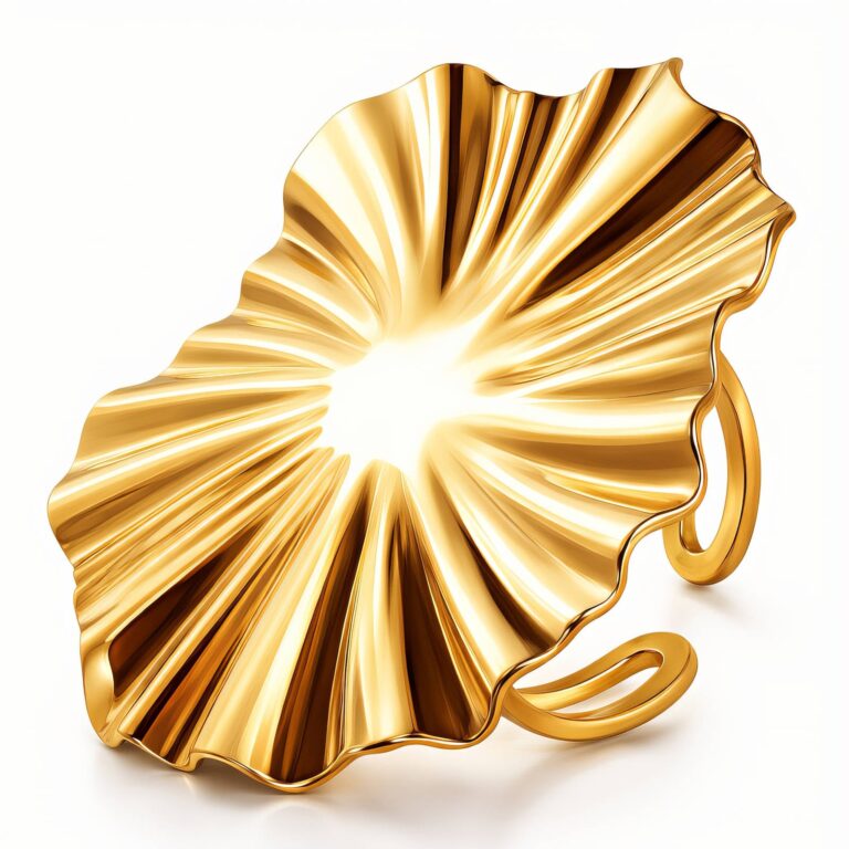 Adjustable 18K gold plated leaf stainless steel ring close-up