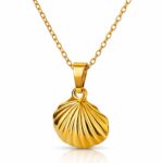 18K gold plated stainless steel seashell necklace with lobster claw clasp