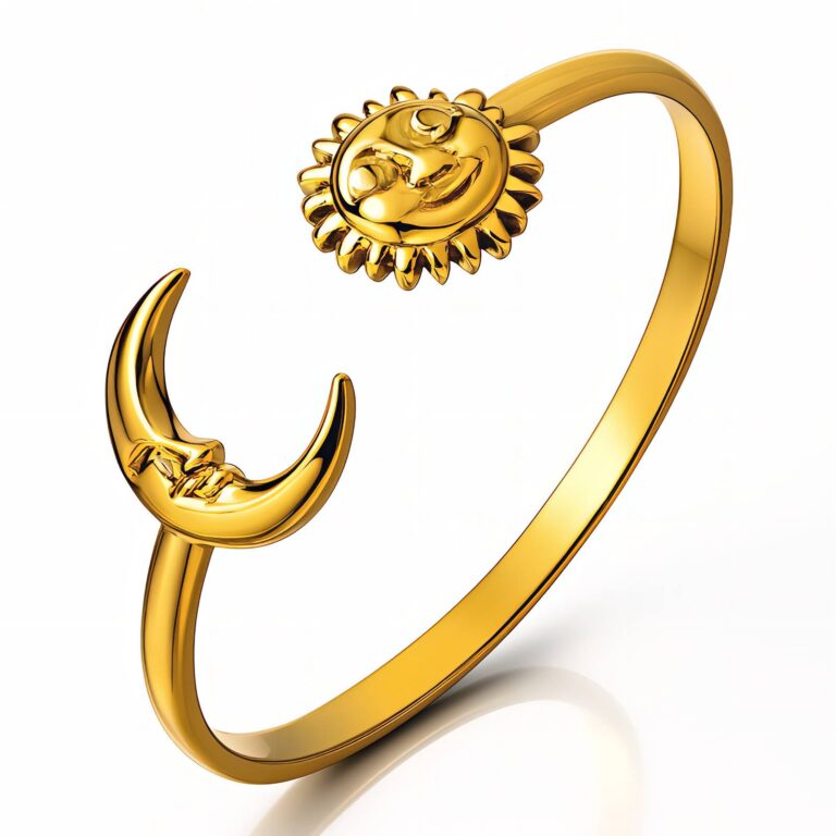 Adjustable sun and moon ring with 18K gold plating on stainless steel