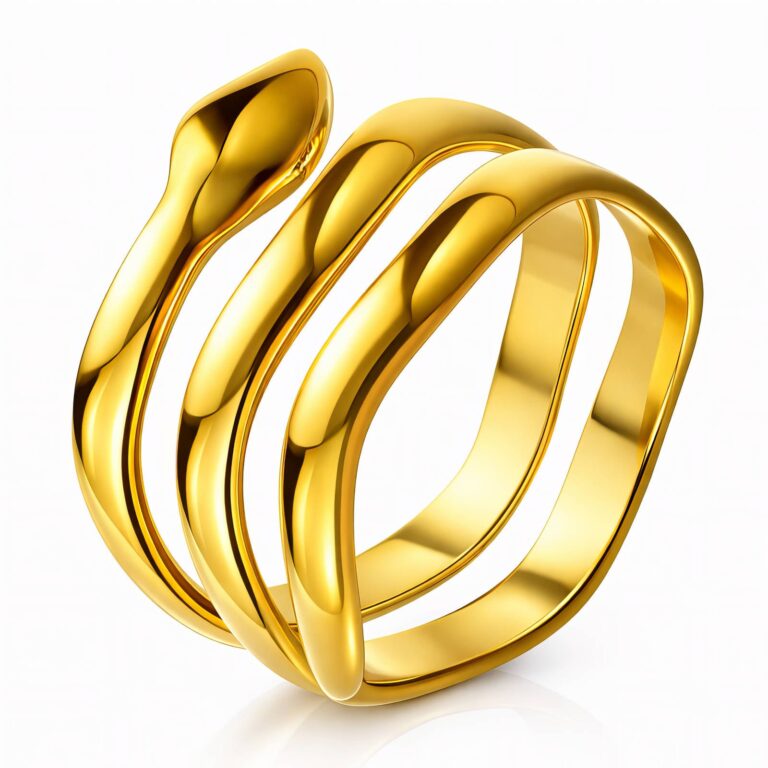 Adjustable 18K gold plated stainless steel snake ring close-up