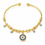 18K gold plated evil eyes bracelet front view