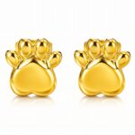 18K gold plated cat paws stud earrings front view