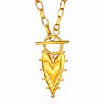 18K gold plated stainless steel heart necklace with toggle closure