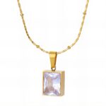 18K gold plated stainless steel necklace with cubic zirconia pendant