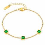 Close-up of 18K gold plated stainless steel bracelet with cubic zirconia