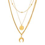 18K gold plated crescent and star necklace on display