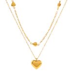18K gold plated stainless steel hearts necklace close-up