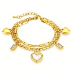 18K gold plated hearts bracelet close-up on wrist