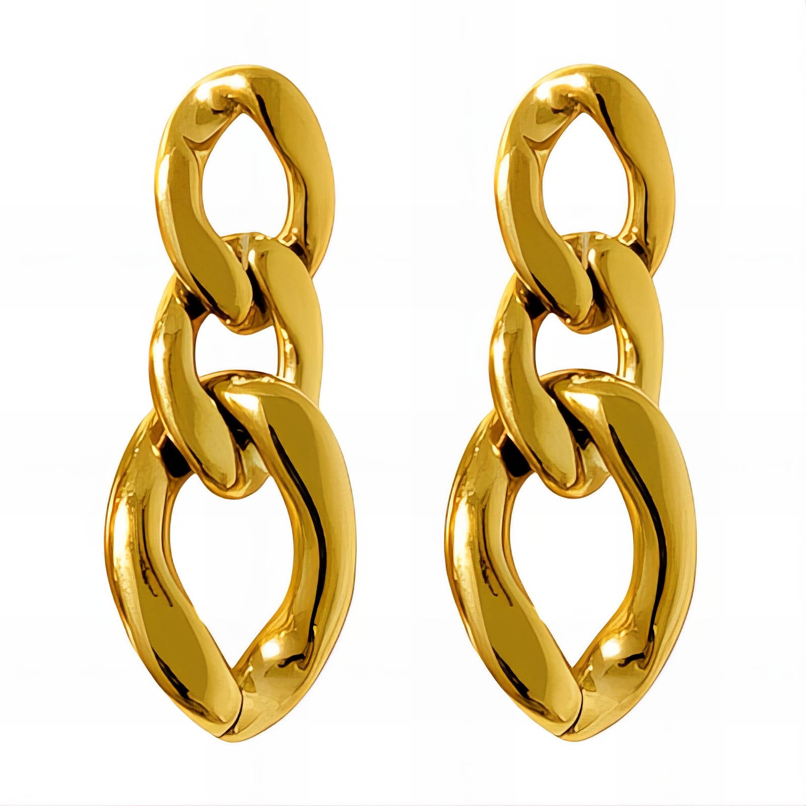 90341-0_1 18K gold plated stainless steel stud earrings front view