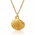 18K gold plated shell pendant necklace on stainless steel chain