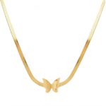 18K gold plated butterfly necklace on chain close-up