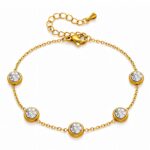 18K gold plated stainless steel bracelet with cubic zirconia close-up