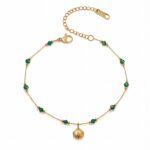 18K gold plated seashell beaded bracelet on white background