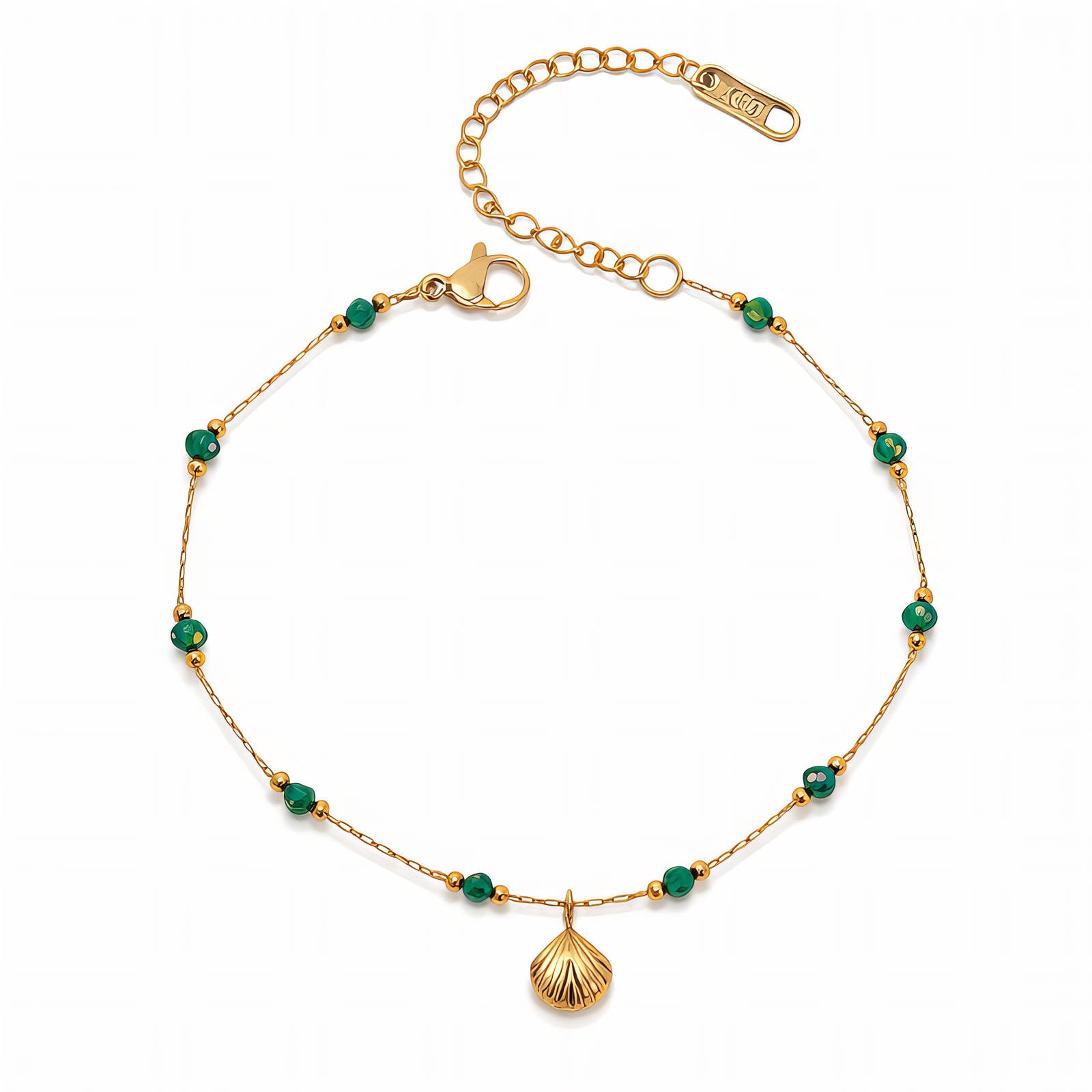 90387-0_new_1300166954 18K gold plated seashell beaded bracelet on white background