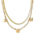 18K gold plated butterfly necklace on white background