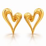Close-up of 18K gold plated stainless steel heart-shaped stud earrings