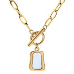 18K gold plated stainless steel necklace with pendant front view