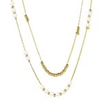 18K gold plated stainless steel pearl imitation necklace with lobster claw closure