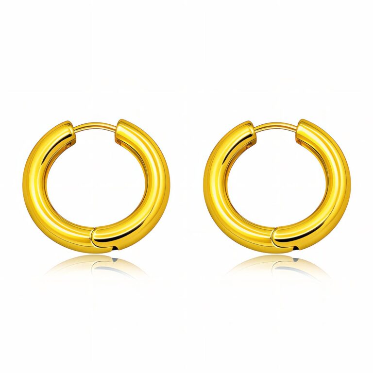 18K gold plated stainless steel earrings front view