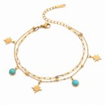 18K gold plated stainless steel stars bracelet close-up