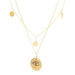 18K gold plated evil eye necklace pendant close-up