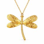 18K gold plated stainless steel necklace with pendant on white background